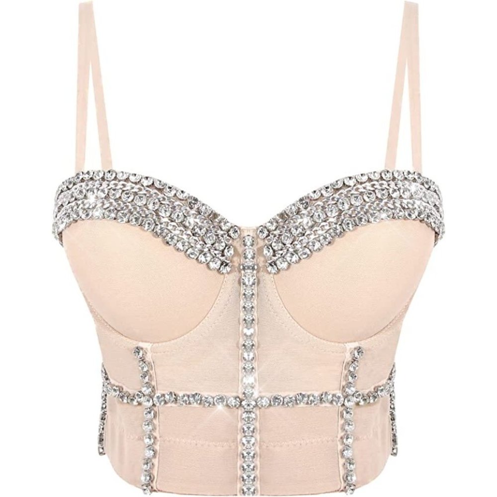 NEW Sparkling Bling Swarovski Crystal Rhinestone Bustier Bra Top + FREE … - Picture 11 of 14